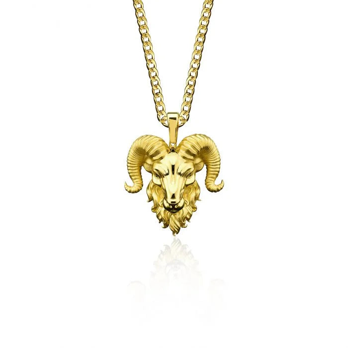 Gold Aries Ram Necklace