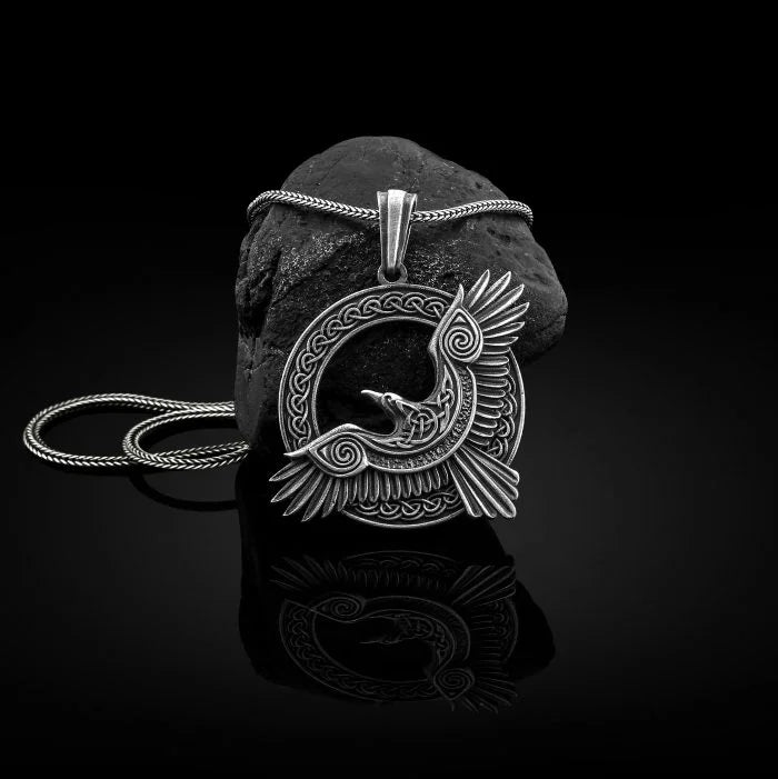 Tiny Trinity Celtic Raven Viking Pagan Necklace