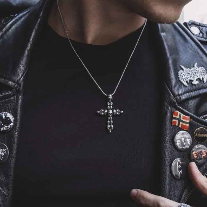 Cross with Skull Motif Necklace