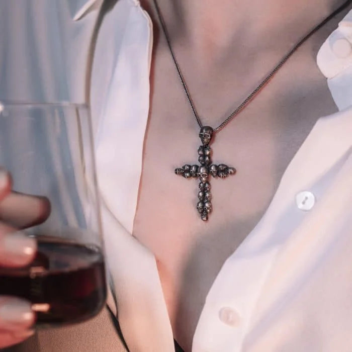 Cross with Skull Motif Necklace