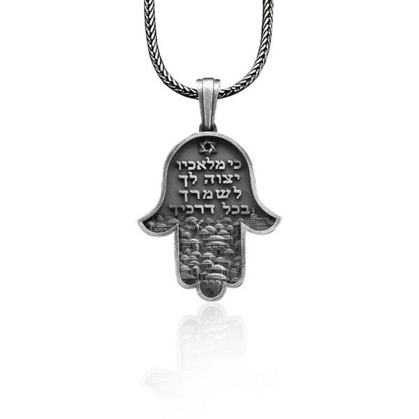 Jerusalem in Hamsa Necklace