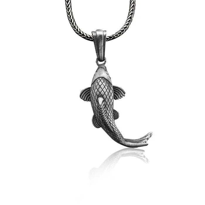 Japanese Koi Fish Silver Necklace