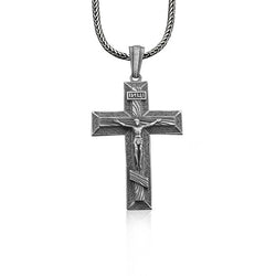 Inri Jesus Christ Crucifix Silver Necklace