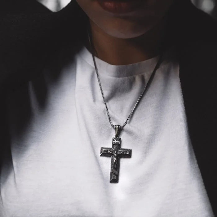 Inri Jesus Christ Crucifix Silver Necklace