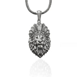 American Indian Lion Silver Necklace
