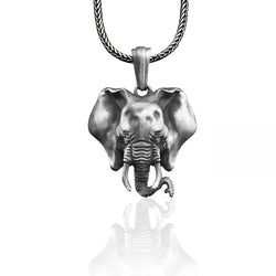 3D Elephant Silver Necklace