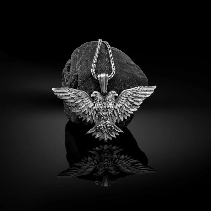 Double Headed Eagle Silver Necklace