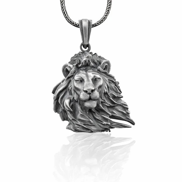 Wild Lion African Silver Necklace