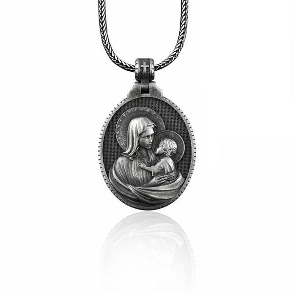Virgin Mary With Jesus Necklace