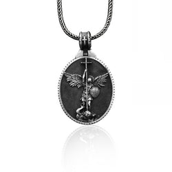 Archangel Medallion Silver Necklace