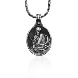Pensive Jesus Silver Necklace