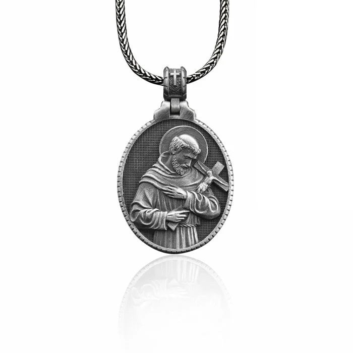 Saint Francis of Assisi Silver Necklace