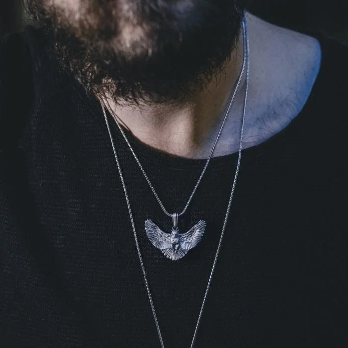 Winged Owl Silver Necklace