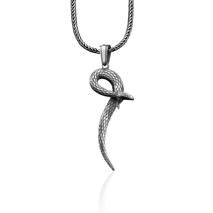 3D Snake Reptile Silver Necklace