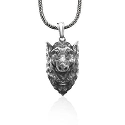 3D Wild Pig Boar Silver Necklace