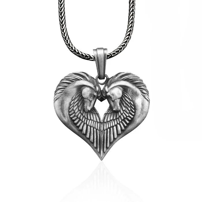 Two Horse in Heart Shape Necklace