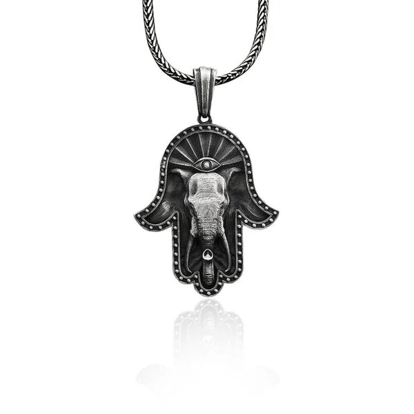 Hamsa and Elephant Necklace