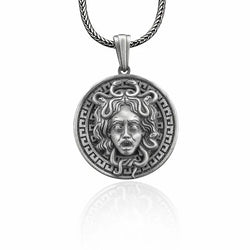 Gorgon Medusa Silver Necklace