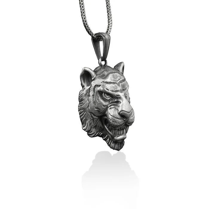 Growling Tiger Silver Necklace