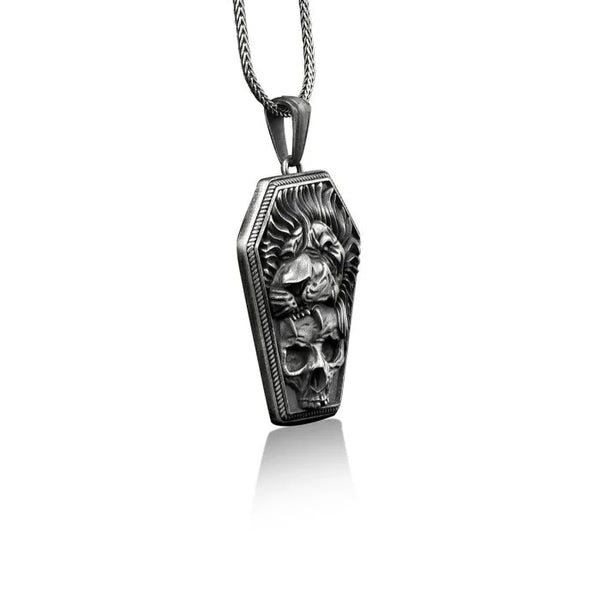 Lion and Skull in Coffin Necklace